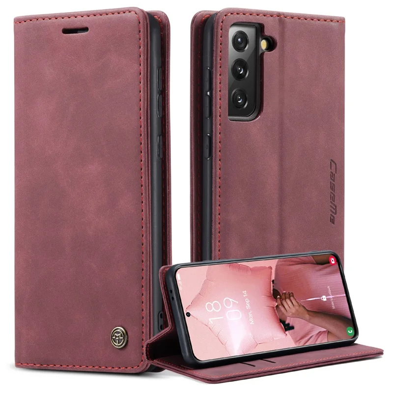 CASEME 013 Series Magnetic Closure Leather Wallet Stand Shell for Samsung Galaxy S21 4G/5G - Black-Cellmalls