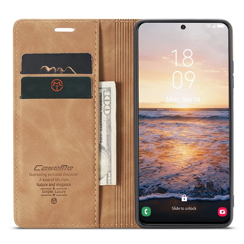 CASEME 013 Series For Samsung Galaxy S24+ Case PU Leather Wallet Mobile Phone Protector - Brown-Cellmalls