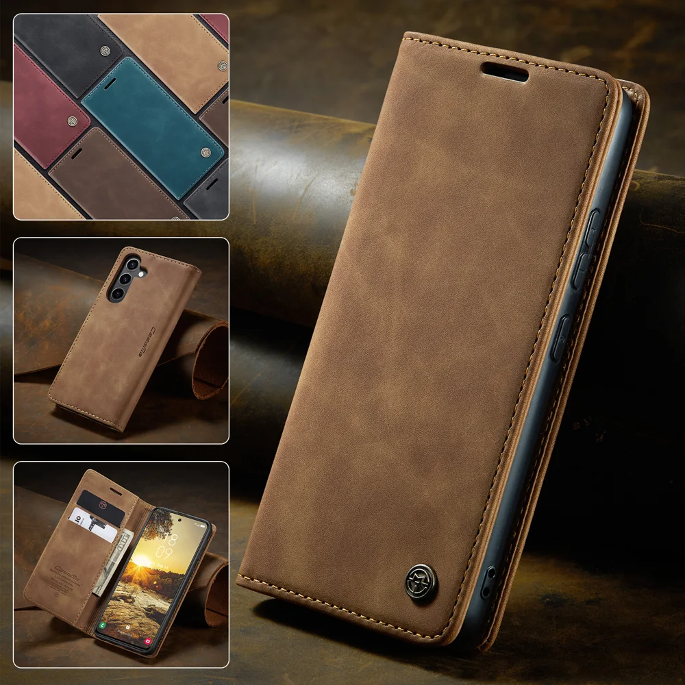 For Samsung Galaxy S25 Case CASEME 013 Series Card Holder Stand Leather Phone Cover - Red-Cellmalls