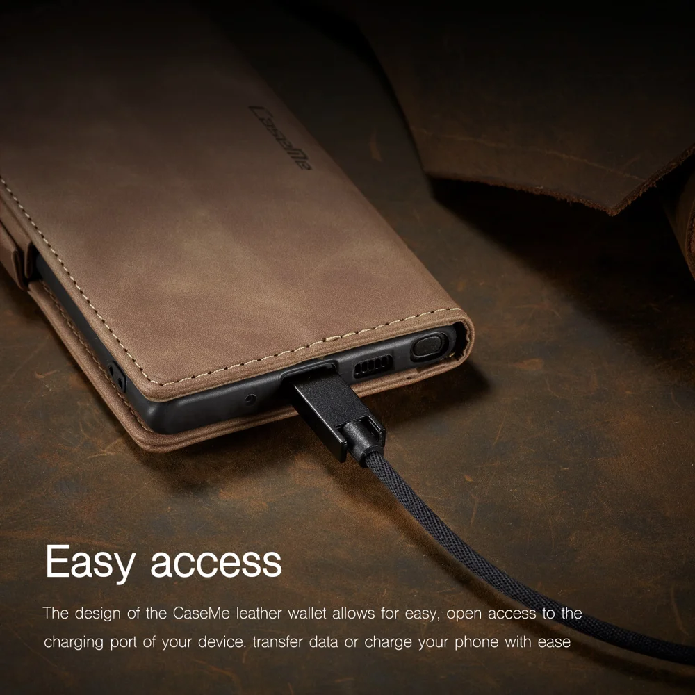 CASEME 013 Series Simplicity Auto-absorbed Leather Shell Wallet Case for Samsung Galaxy Note20/Note20 5G - Black-Cellmalls