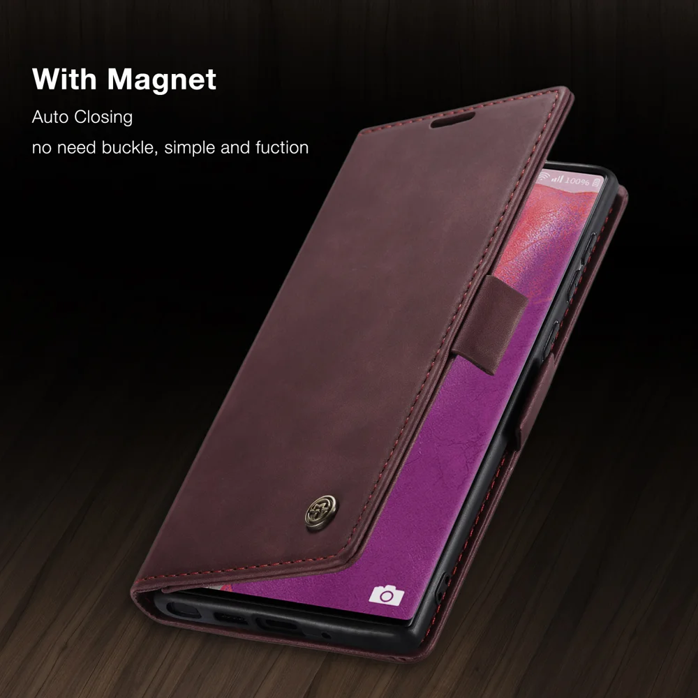 CASEME 013 Series Simplicity Auto-absorbed Leather Shell Wallet Case for Samsung Galaxy Note20/Note20 5G - Black-Cellmalls