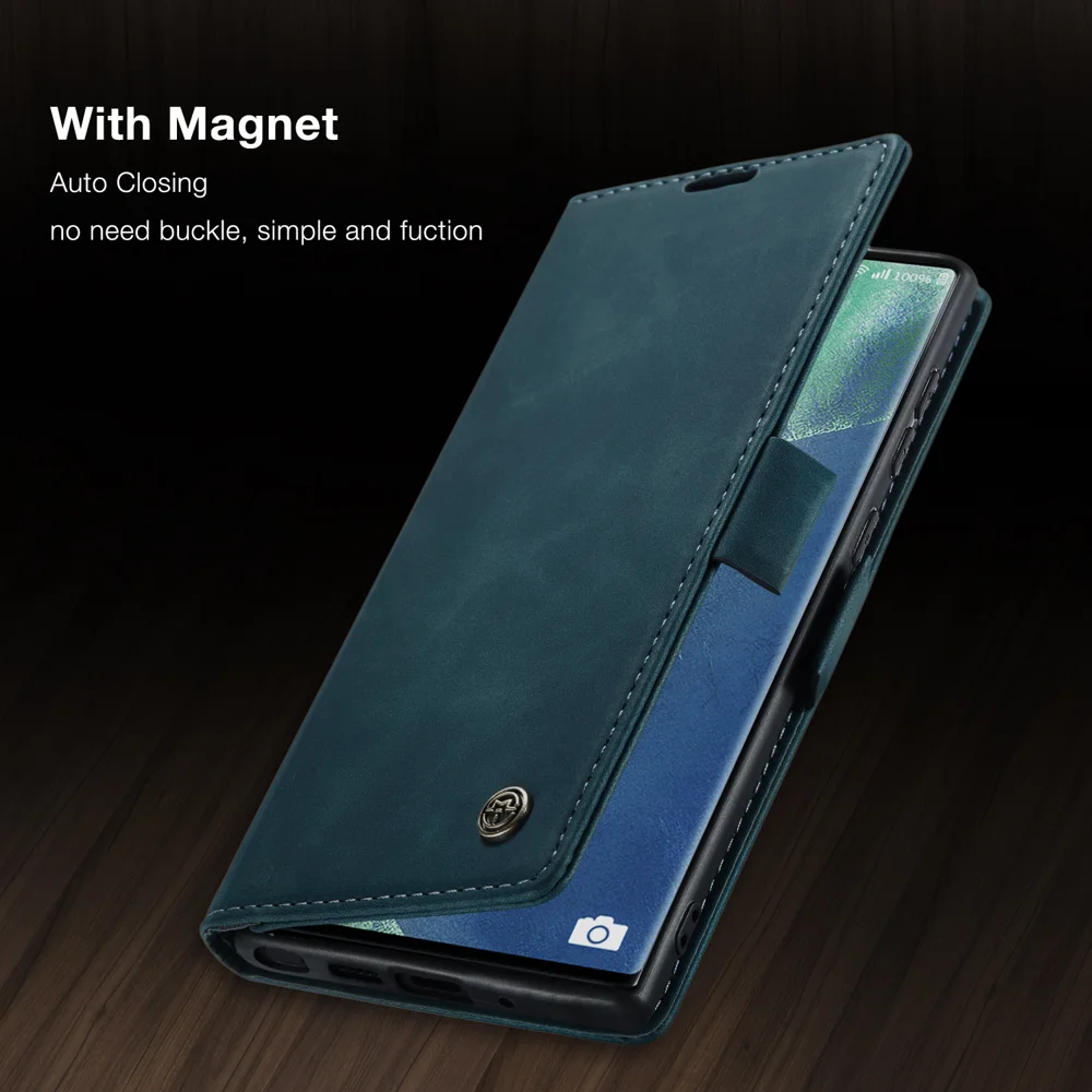 CASEME 013 Series Simplicity Auto-absorbed Leather Shell Wallet Case for Samsung Galaxy Note20/Note20 5G - Black-Cellmalls