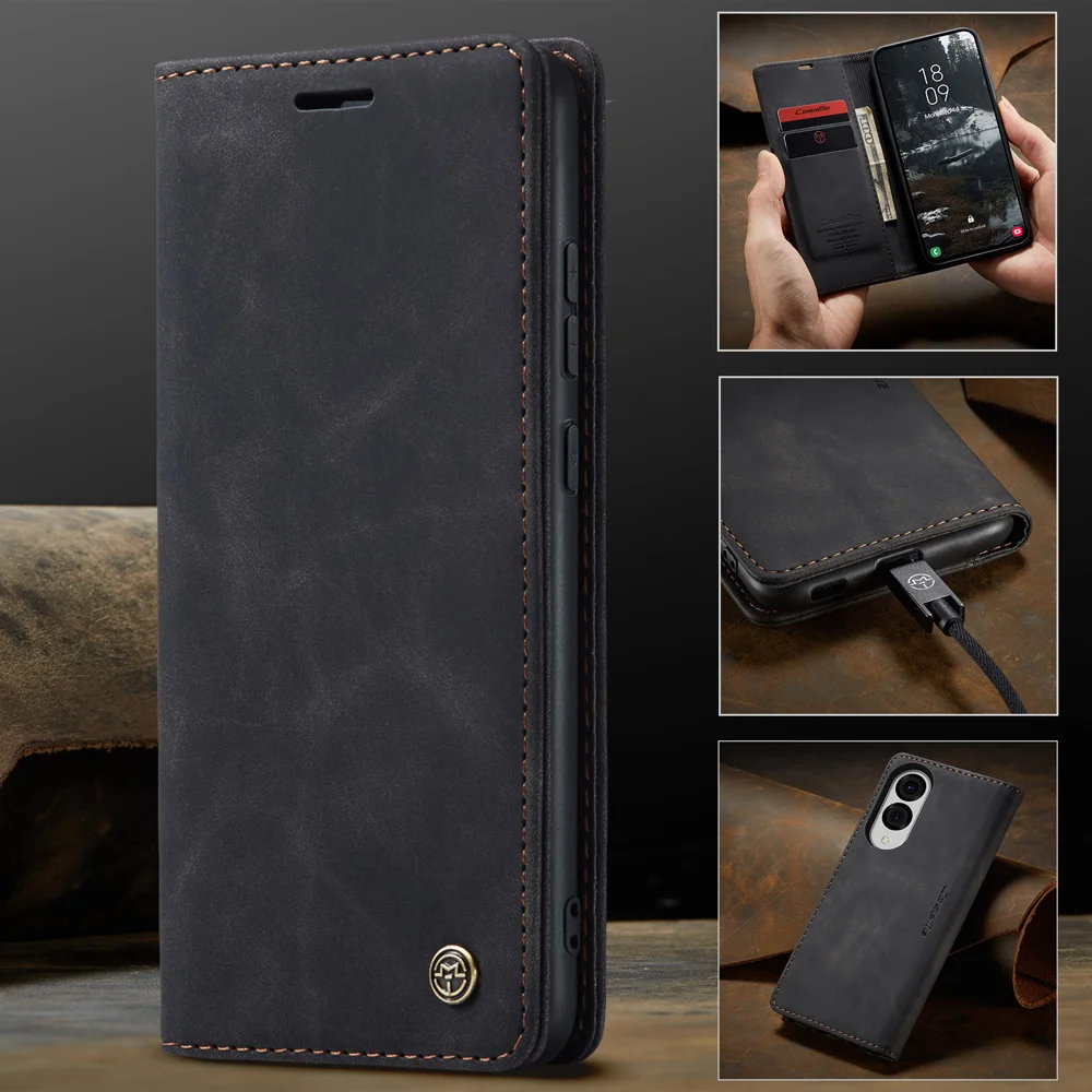 For Samsung Galaxy S25 Edge Wallet Case CASEME 013 Series PU Leather Phone Cover Stand - Brown-Cellmalls