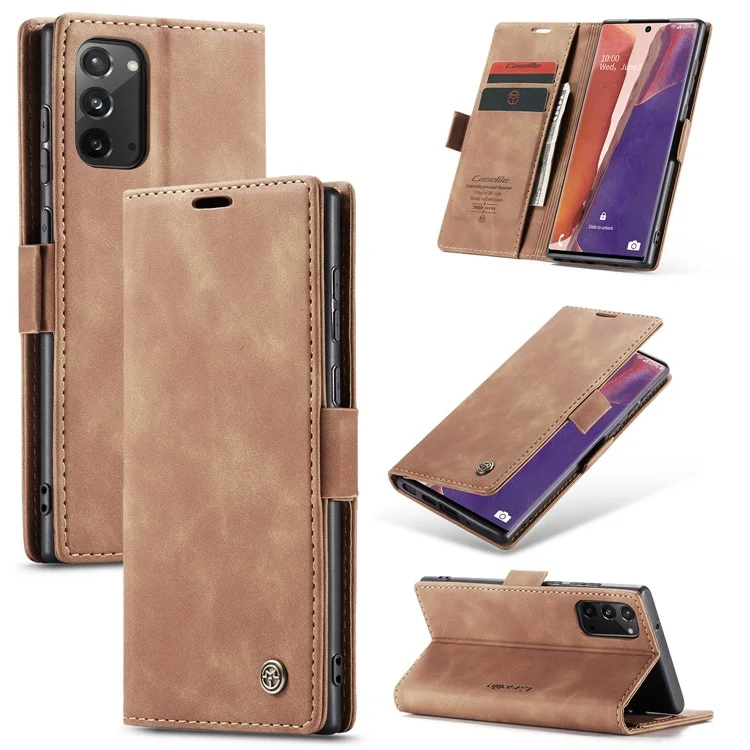 CASEME 013 Series Simplicity Auto-absorbed Leather Shell Wallet Case for Samsung Galaxy Note20/Note20 5G - Black-Cellmalls