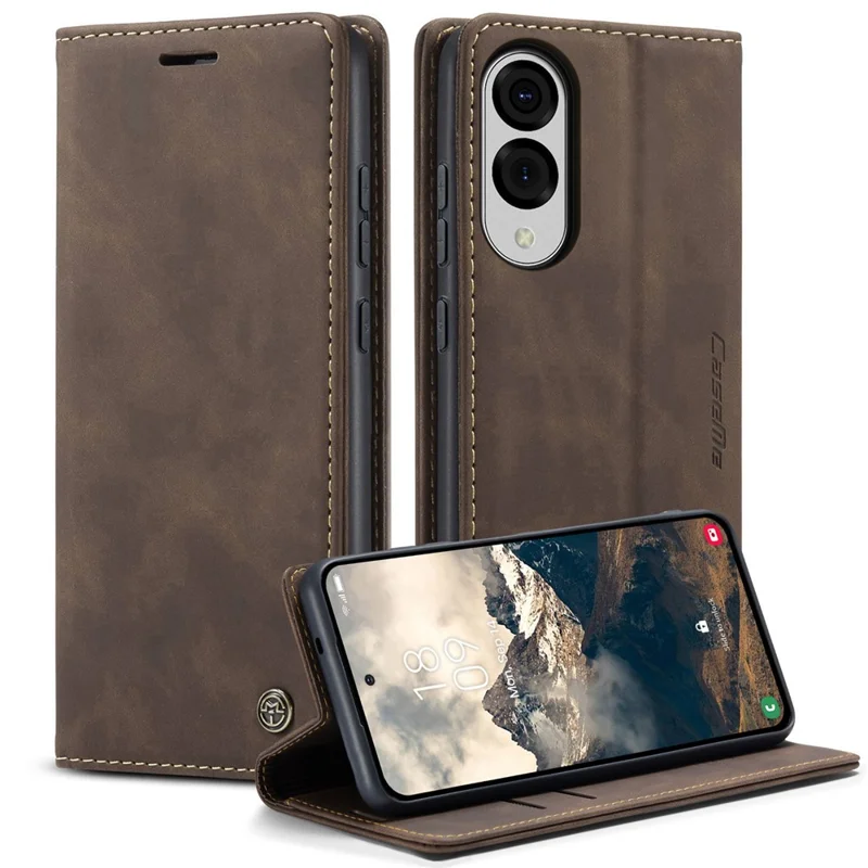 For Samsung Galaxy S25 Edge Wallet Case CASEME 013 Series PU Leather Phone Cover Stand - Brown-Cellmalls