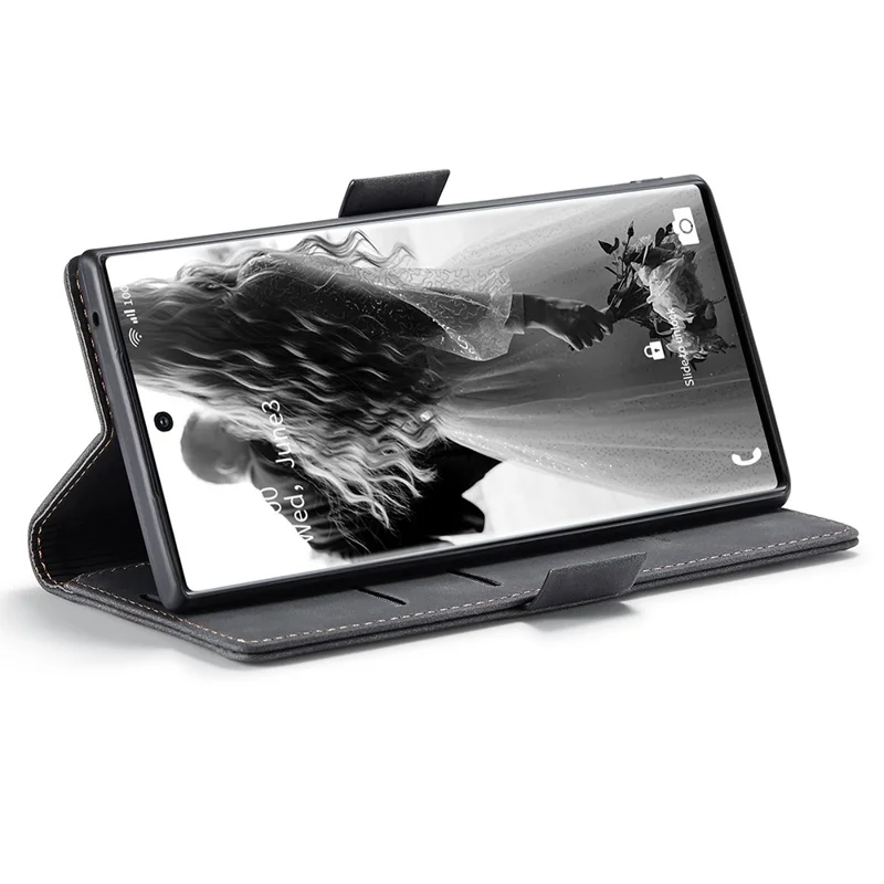 CASEME 013 Series Simplicity Auto-absorbed Leather Wallet Case for Samsung Galaxy Note20 Ultra/Note20 Ultra 5G - Black-Cellmalls