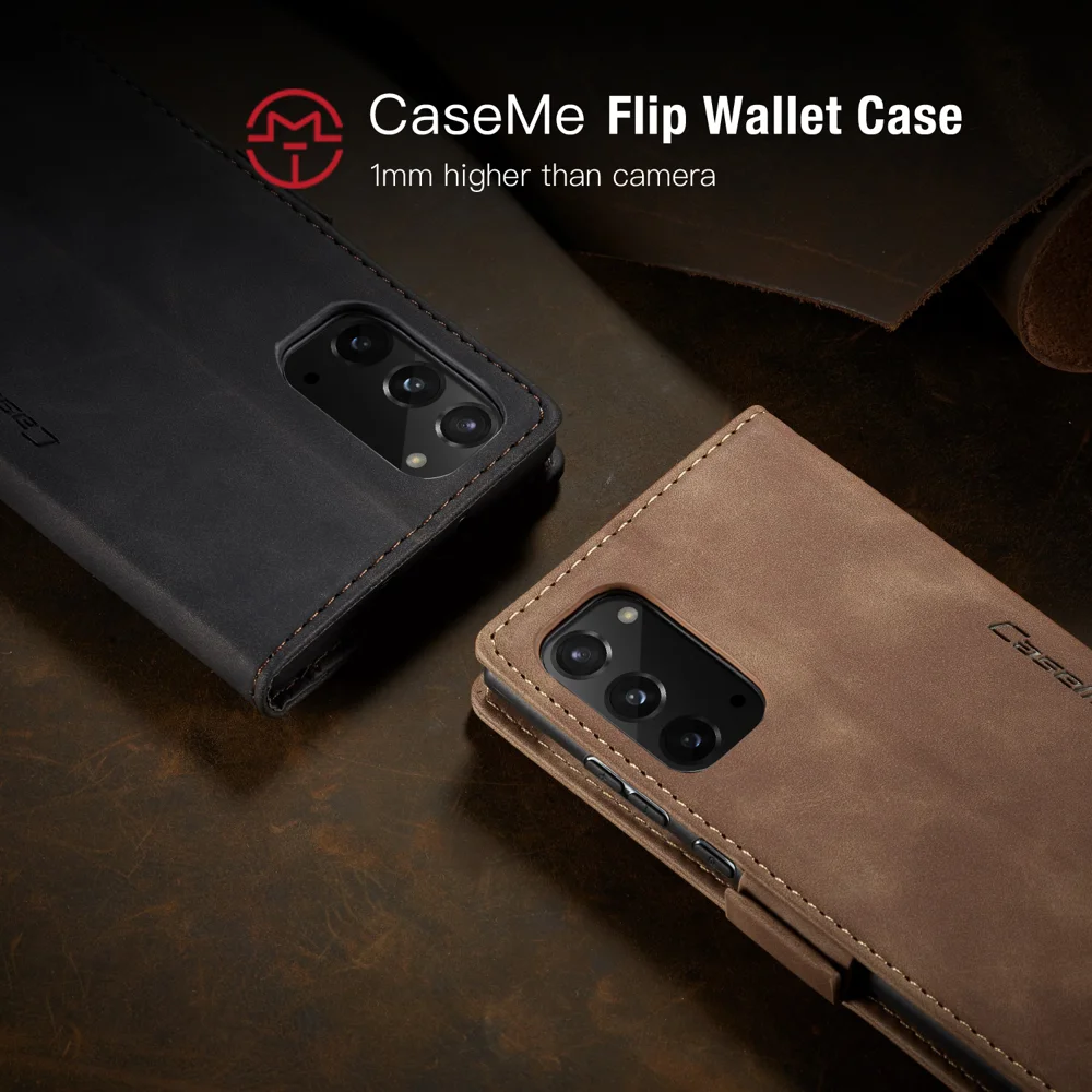 CASEME 013 Series Simplicity Auto-absorbed Leather Shell Wallet Case for Samsung Galaxy Note20/Note20 5G - Black-Cellmalls