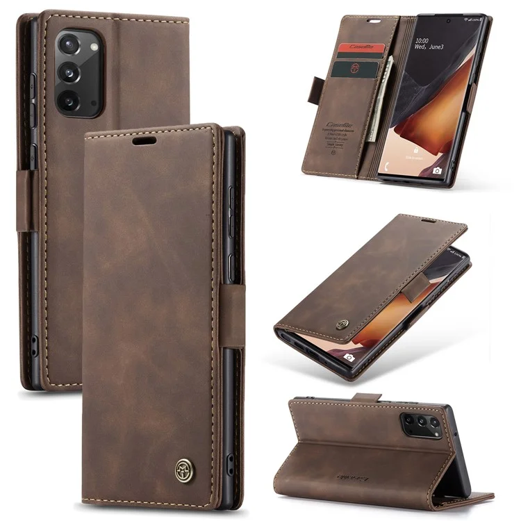 CASEME 013 Series Simplicity Auto-absorbed Leather Shell Wallet Case for Samsung Galaxy Note20/Note20 5G - Black-Cellmalls