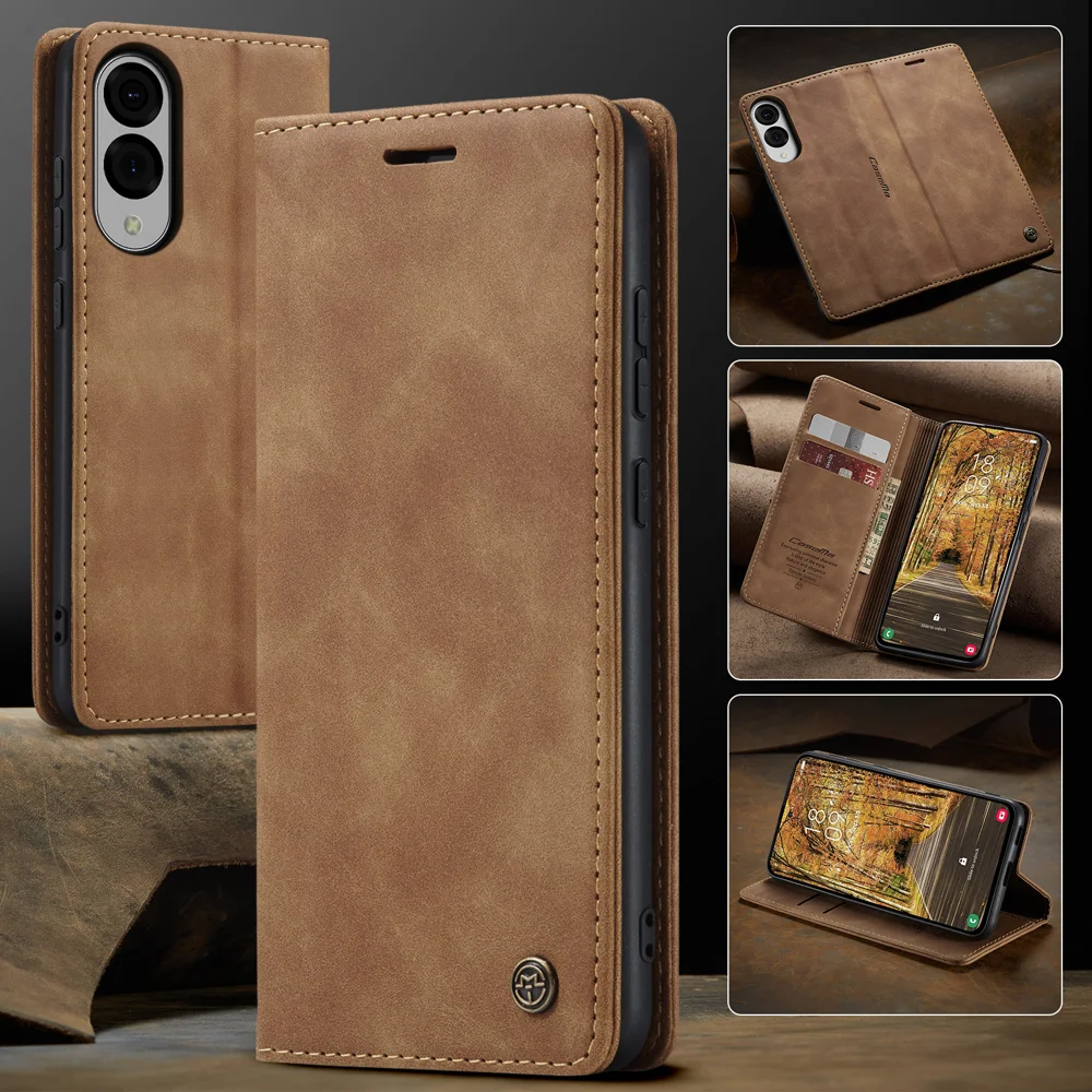 For Samsung Galaxy S25 Edge Wallet Case CASEME 013 Series PU Leather Phone Cover Stand - Brown-Cellmalls