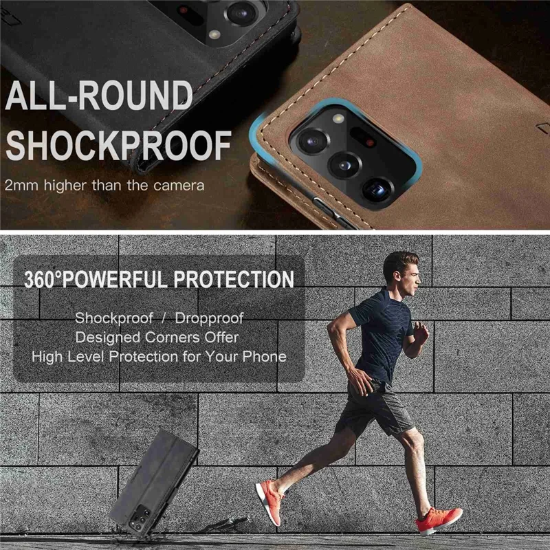 CASEME 013 Series Simplicity Auto-absorbed Leather Wallet Case for Samsung Galaxy Note20 Ultra/Note20 Ultra 5G - Black-Cellmalls