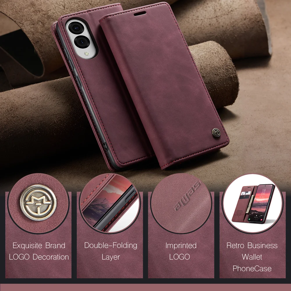 For Samsung Galaxy S25 Edge Wallet Case CASEME 013 Series PU Leather Phone Cover Stand - Brown-Cellmalls