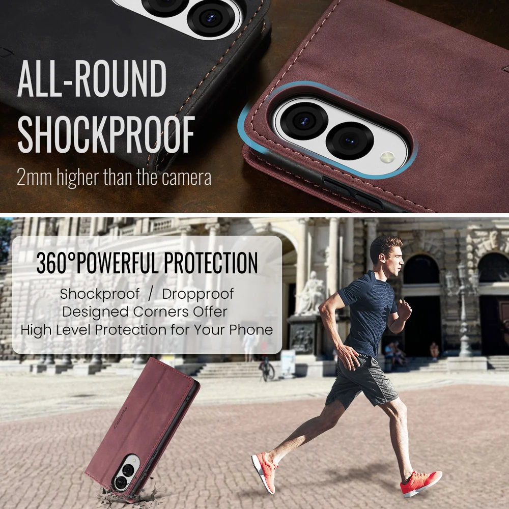 For Samsung Galaxy S25 Edge Wallet Case CASEME 013 Series PU Leather Phone Cover Stand - Brown-Cellmalls