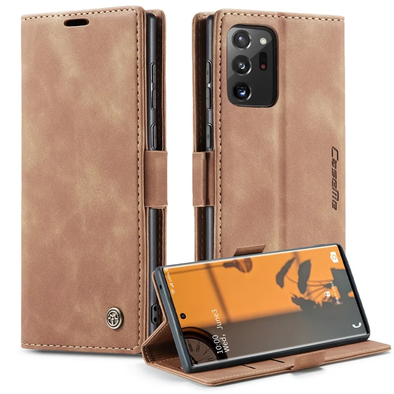 CASEME 013 Series Simplicity Auto-absorbed Leather Wallet Case for Samsung Galaxy Note20 Ultra/Note20 Ultra 5G - Black-Cellmalls