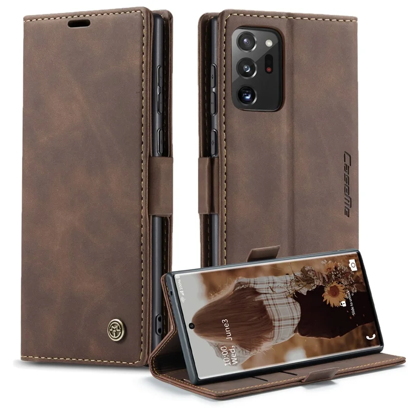 CASEME 013 Series Simplicity Auto-absorbed Leather Wallet Case for Samsung Galaxy Note20 Ultra/Note20 Ultra 5G - Black-Cellmalls