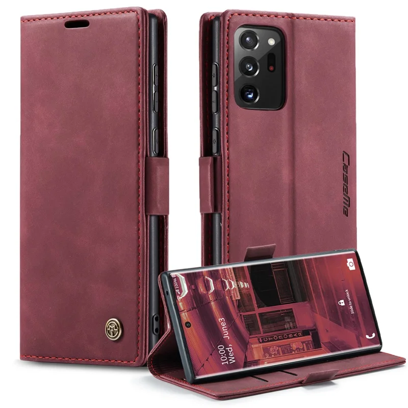 CASEME 013 Series Simplicity Auto-absorbed Leather Wallet Case for Samsung Galaxy Note20 Ultra/Note20 Ultra 5G - Black-Cellmalls