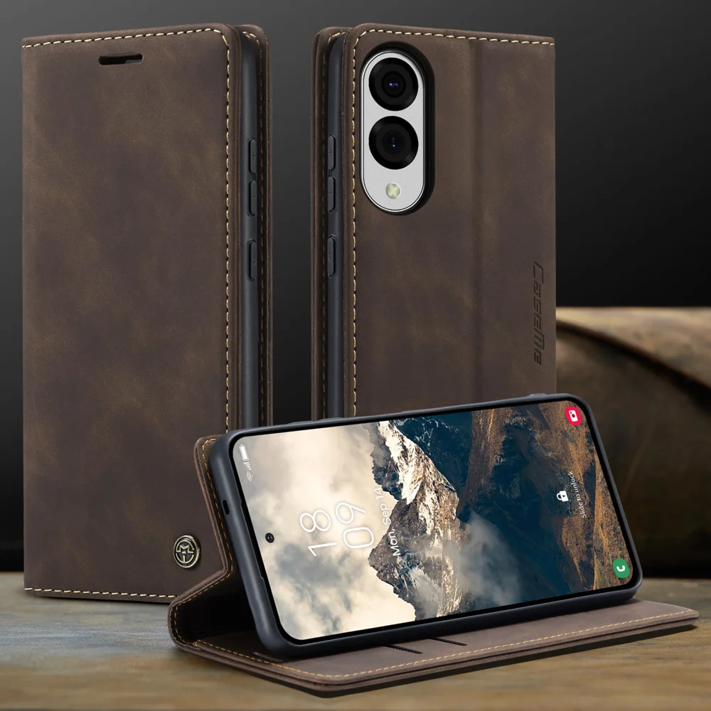 For Samsung Galaxy S25 Edge Wallet Case CASEME 013 Series PU Leather Phone Cover Stand - Brown-Cellmalls