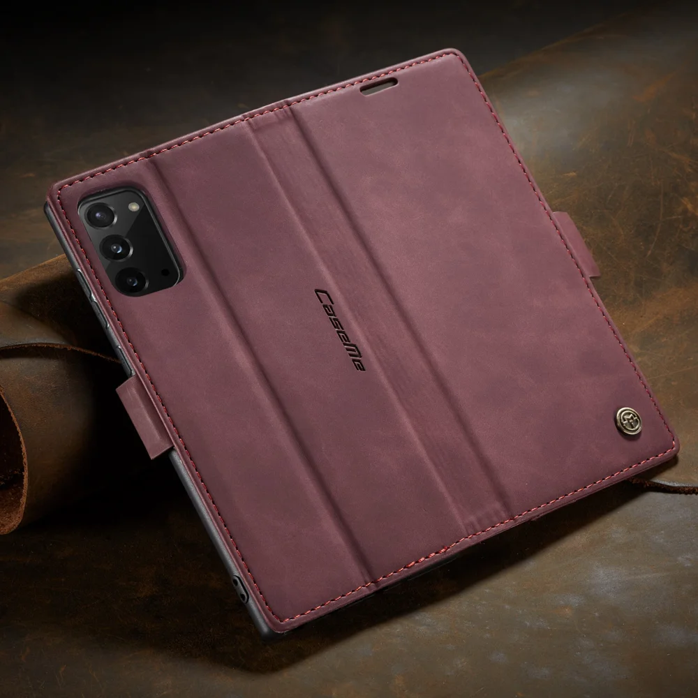 CASEME 013 Series Simplicity Auto-absorbed Leather Shell Wallet Case for Samsung Galaxy Note20/Note20 5G - Black-Cellmalls