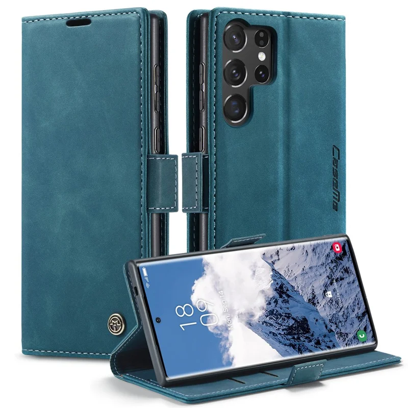 CASEME 013 Series For Samsung Galaxy S25 Ultra Case Card Holder Stand Leather Phone Cover - Red-Cellmalls