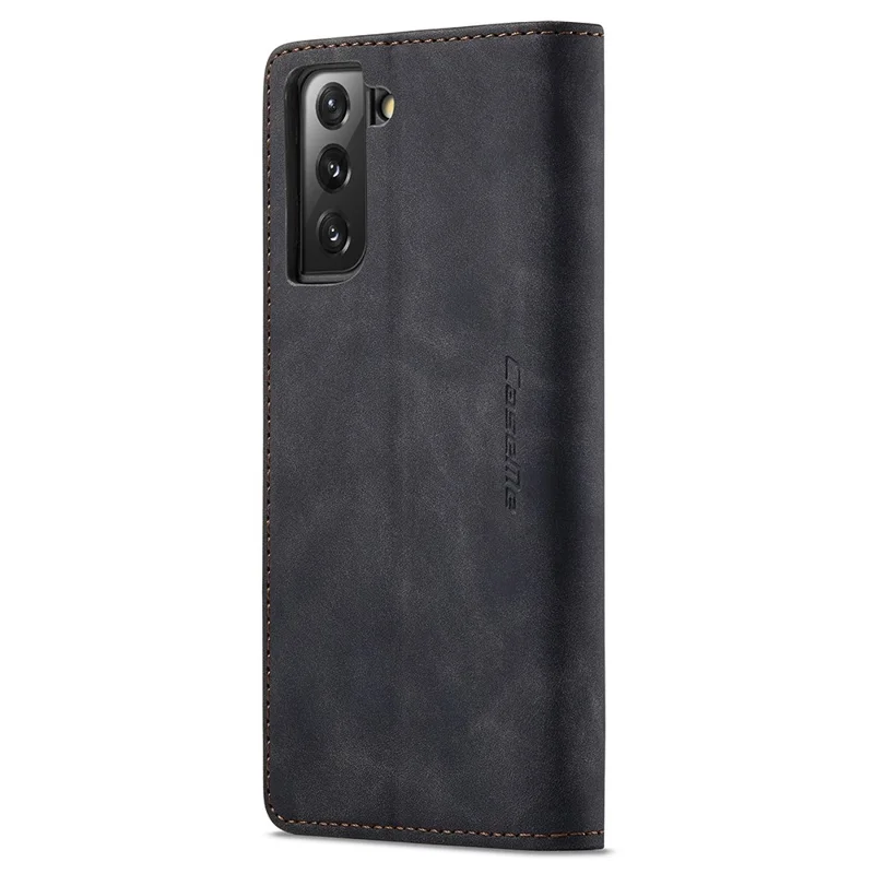 CASEME 013 Series For Samsung Galaxy S21 FE Wallet Stand Cover Automatic Suction Leather Case - Black-Cellmalls