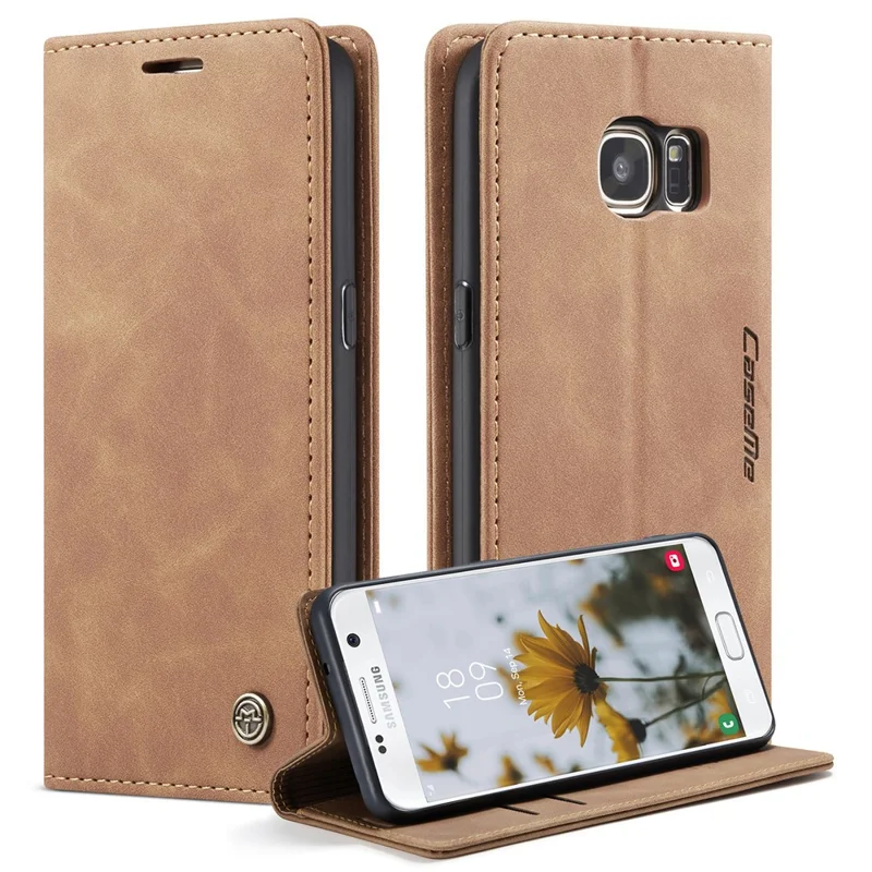 CASEME 013 Series Auto-absorbed Leather Wallet Phone Shell for Samsung Galaxy S7 SM-G930 - Blue-Cellmalls