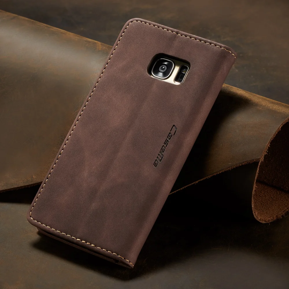 CASEME 013 Series Auto-absorbed Leather Wallet Stand Casing for Samsung Galaxy S7 edge G935 - Blue-Cellmalls