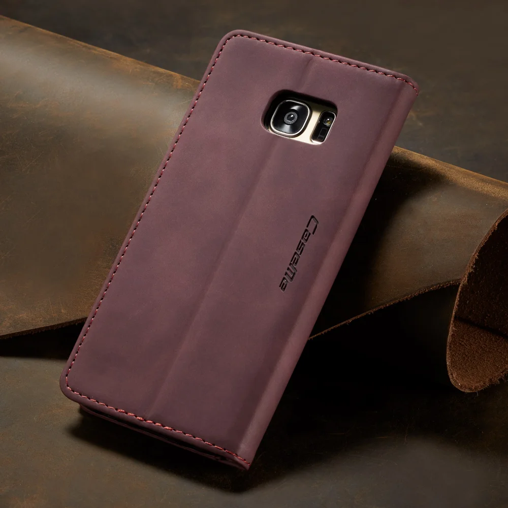 CASEME 013 Series Auto-absorbed Leather Wallet Stand Casing for Samsung Galaxy S7 edge G935 - Blue-Cellmalls