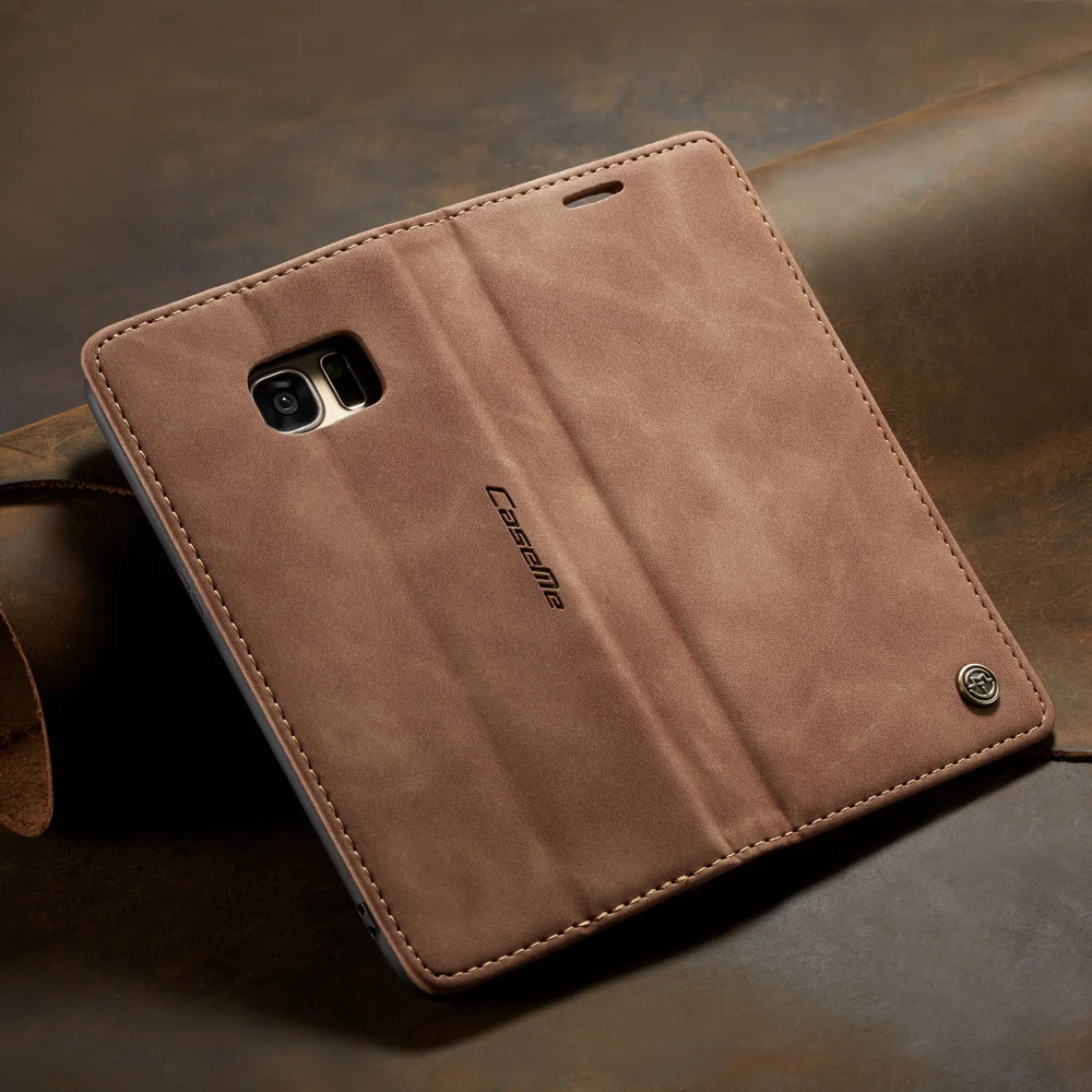 CASEME 013 Series Auto-absorbed Leather Wallet Stand Casing for Samsung Galaxy S7 edge G935 - Blue-Cellmalls