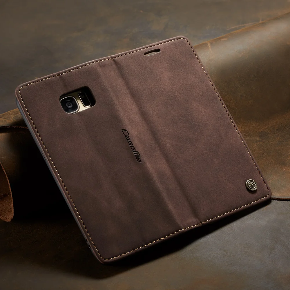 CASEME 013 Series Auto-absorbed Leather Wallet Stand Casing for Samsung Galaxy S7 edge G935 - Blue-Cellmalls