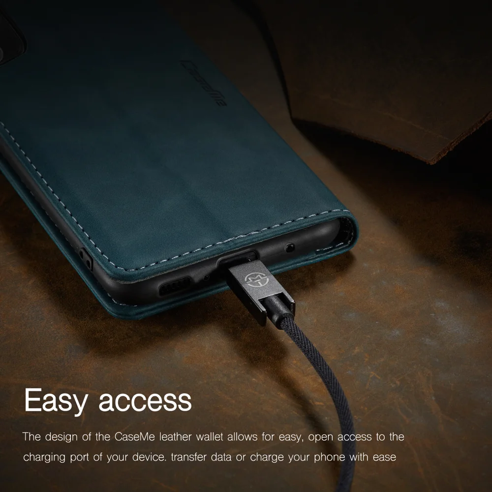 CASEME 013 Series Auto-absorbed Wallet Leather Shell for Samsung Galaxy S21+ 5G - Blue-Cellmalls