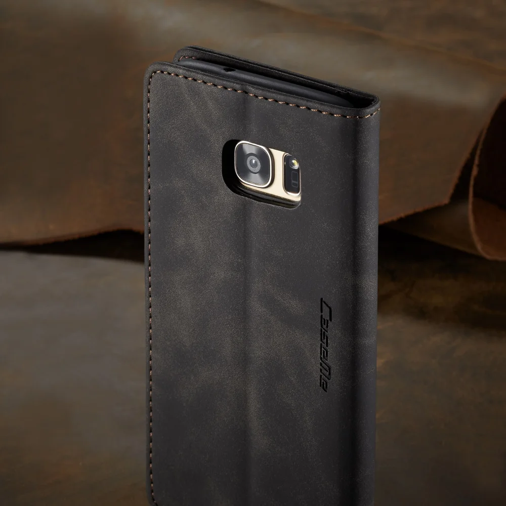 CASEME 013 Series Auto-absorbed Leather Wallet Stand Casing for Samsung Galaxy S7 edge G935 - Blue-Cellmalls