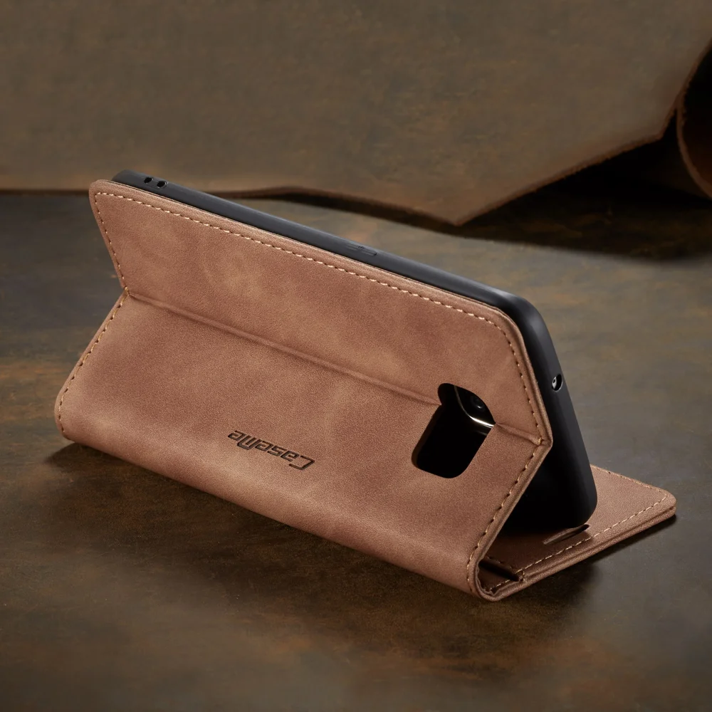 CASEME 013 Series Auto-absorbed Leather Wallet Stand Casing for Samsung Galaxy S7 edge G935 - Blue-Cellmalls