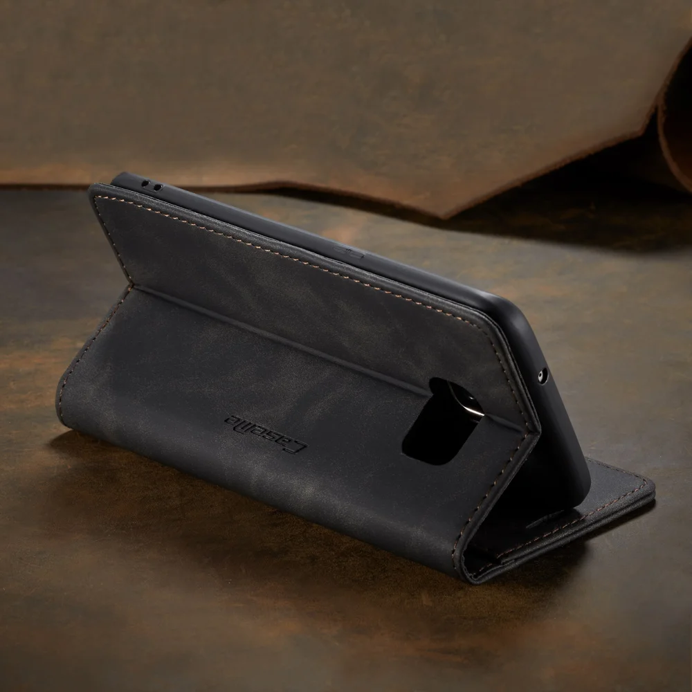 CASEME 013 Series Auto-absorbed Leather Wallet Stand Casing for Samsung Galaxy S7 edge G935 - Blue-Cellmalls