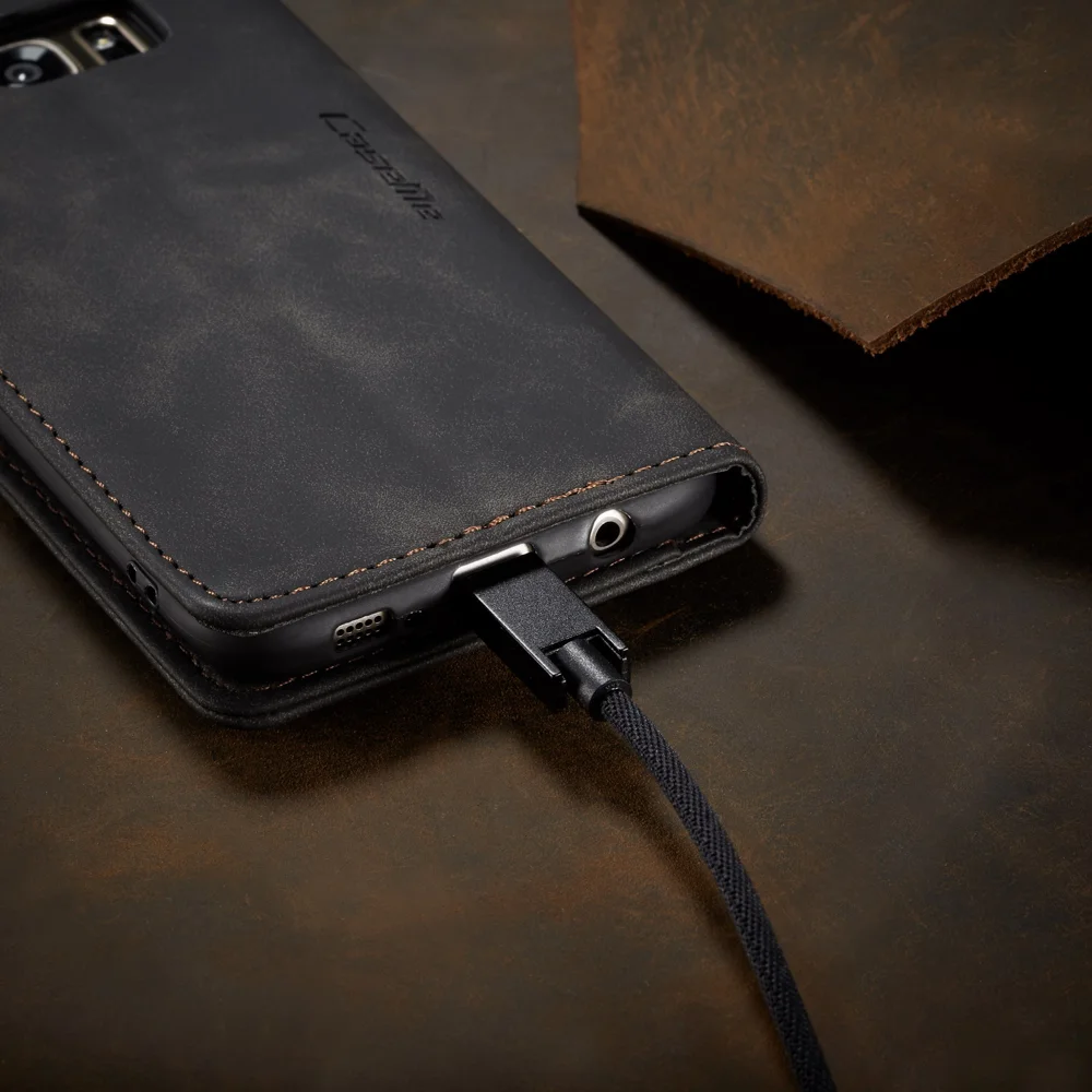 CASEME 013 Series Auto-absorbed Leather Wallet Stand Casing for Samsung Galaxy S7 edge G935 - Blue-Cellmalls