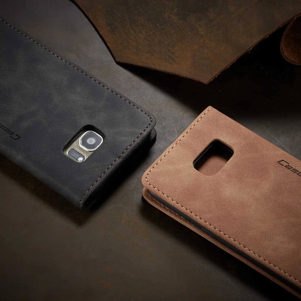 CASEME 013 Series Auto-absorbed Leather Wallet Stand Casing for Samsung Galaxy S7 edge G935 - Blue-Cellmalls