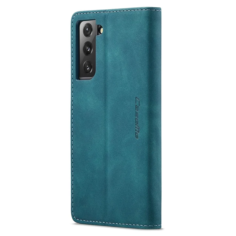 CASEME 013 Series for Samsung Galaxy S22 5G PU Leather Wallet Phone Case Stand Magnetic Absorption Card Holder Cover - Green-Cellmalls