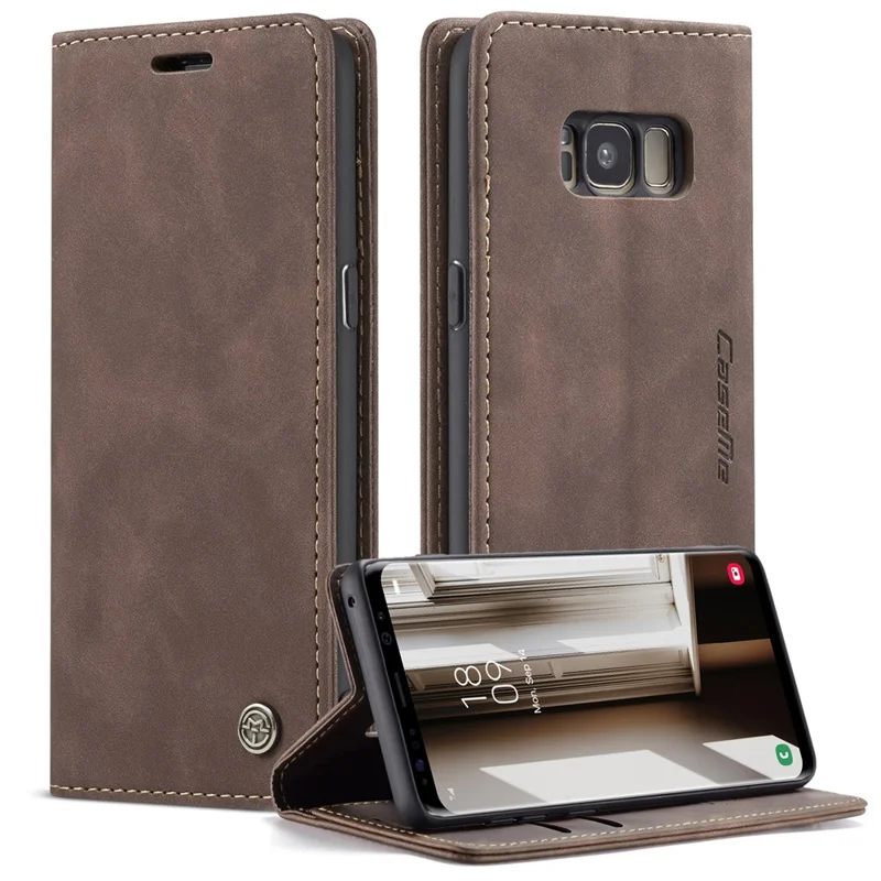 CASEME 013 Series Auto-absorbed Leather Wallet Stand Phone Case Cover for Samsung Galaxy S8 G950 - Blue-Cellmalls