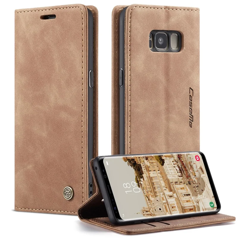 CASEME 013 Series Auto-absorbed Leather Wallet Stand Phone Case Cover for Samsung Galaxy S8 G950 - Blue-Cellmalls
