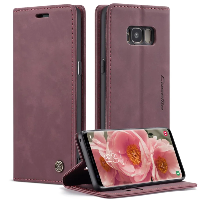 CASEME 013 Series Auto-absorbed Leather Wallet Stand Phone Case Cover for Samsung Galaxy S8 G950 - Blue-Cellmalls