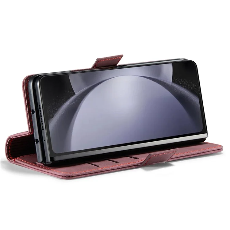 CASEME 013 Series For Samsung Galaxy Z Fold5 5G Wallet Leather Phone Case Stand Phone Cover - Wine Red-Cellmalls