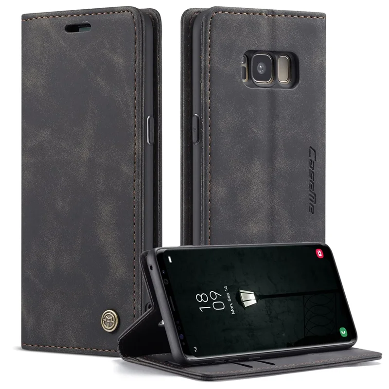 CASEME 013 Series Auto-absorbed Leather Wallet Stand Phone Case Cover for Samsung Galaxy S8 G950 - Blue-Cellmalls