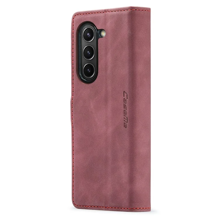 CASEME 013 Series For Samsung Galaxy Z Fold5 5G Wallet Leather Phone Case Stand Phone Cover - Wine Red-Cellmalls