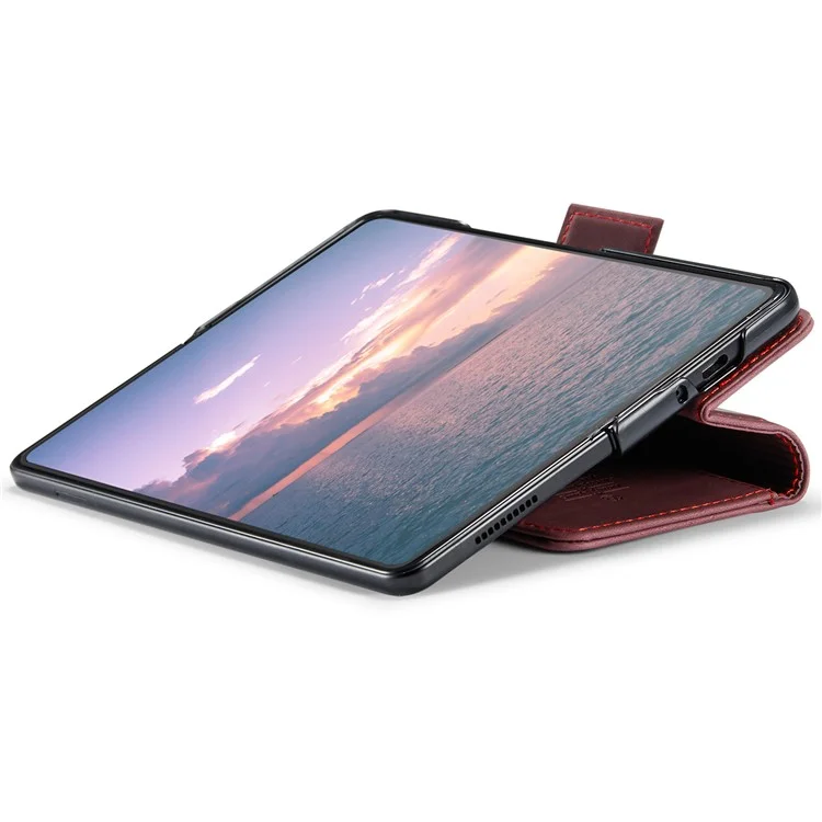 CASEME 013 Series For Samsung Galaxy Z Fold6 5G Phone Stand Case Shockproof PU Leather Cover Wallet - Wine Red-Cellmalls