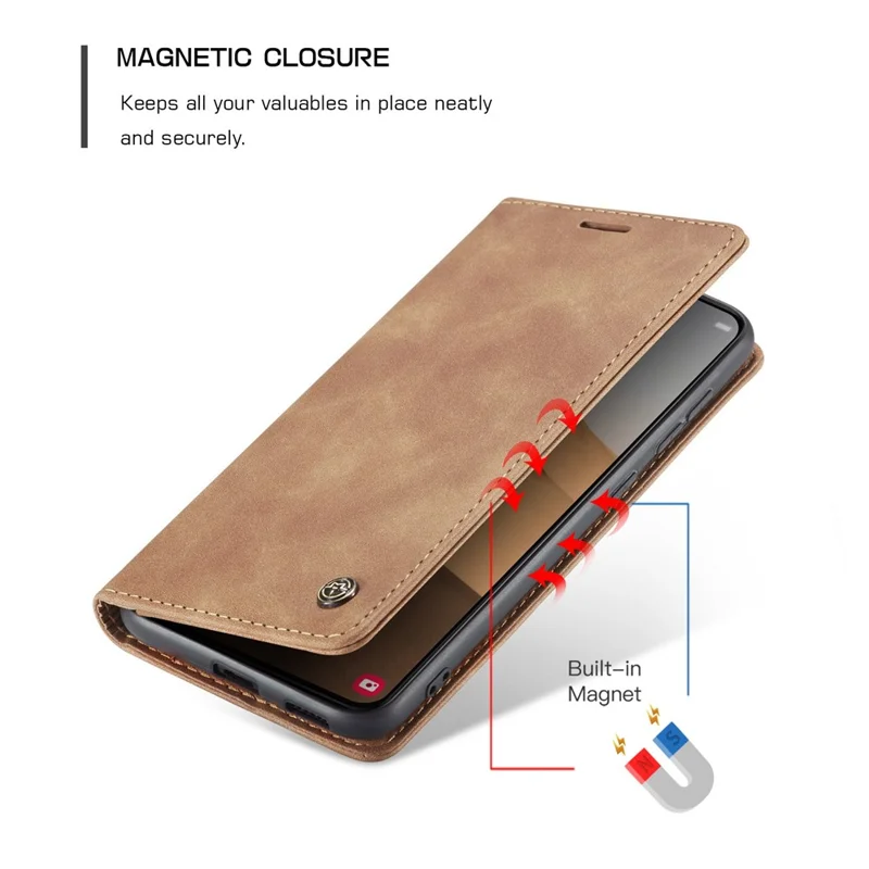 CASEME 013 Series TPU Inner Lining Cover Wallet Stand Design Lightweight Auto-absorbed PU Leather Phone Case for Samsung Galaxy S22+ 5G - Brown-Cellmalls