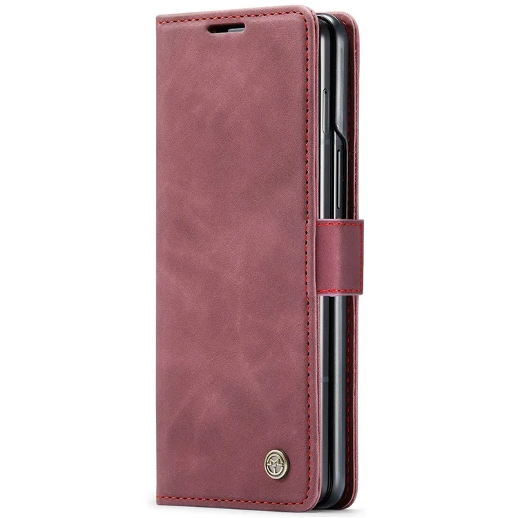 CASEME 013 Series For Samsung Galaxy Z Fold6 5G Phone Stand Case Shockproof PU Leather Cover Wallet - Wine Red-Cellmalls
