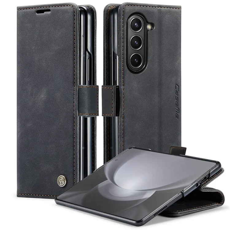 CASEME 013 Series For Samsung Galaxy Z Fold5 5G Wallet Leather Phone Case Stand Phone Cover - Wine Red-Cellmalls