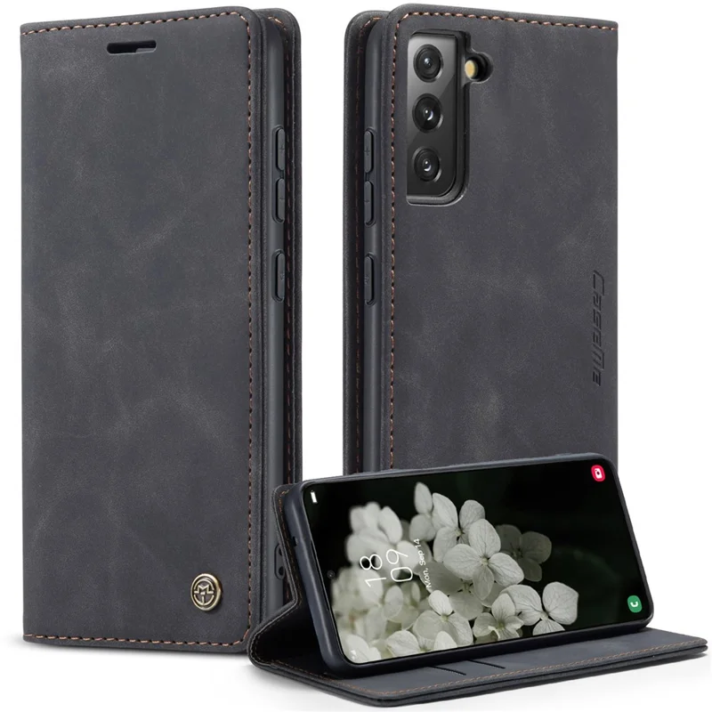 CASEME 013 Series TPU Inner Lining Cover Wallet Stand Design Lightweight Auto-absorbed PU Leather Phone Case for Samsung Galaxy S22+ 5G - Brown-Cellmalls