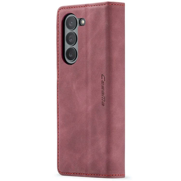 CASEME 013 Series For Samsung Galaxy Z Fold6 5G Phone Stand Case Shockproof PU Leather Cover Wallet - Wine Red-Cellmalls