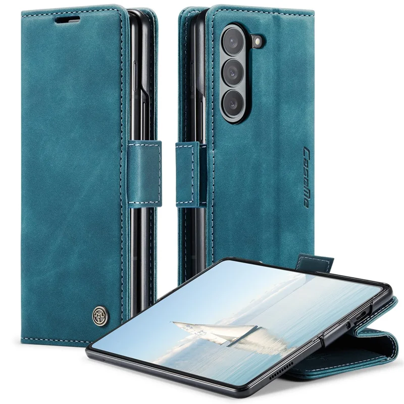 CASEME 013 Series For Samsung Galaxy Z Fold6 5G Phone Stand Case Shockproof PU Leather Cover Wallet - Wine Red-Cellmalls