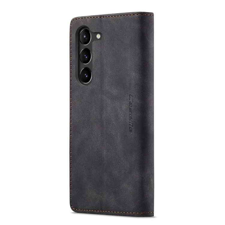 CASEME 013 Series For Samsung Galaxy S23 Stand Function PU Leather Wallet Case Magnetic Auto-absorbed Phone Case - Black-Cellmalls