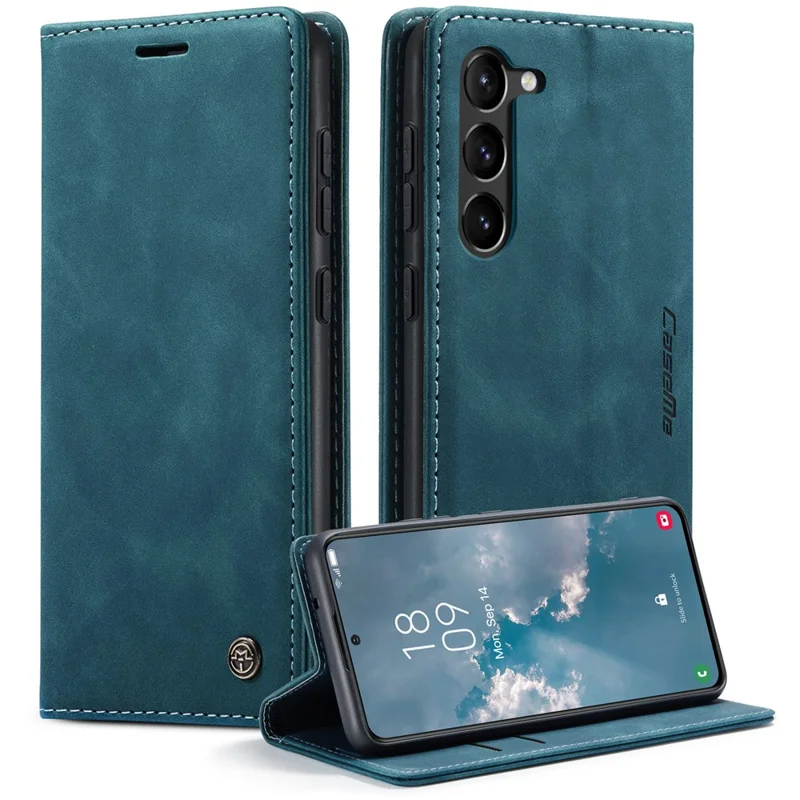 CASEME 013 Series For Samsung Galaxy S23 Stand Function PU Leather Wallet Case Magnetic Auto-absorbed Phone Case - Black-Cellmalls